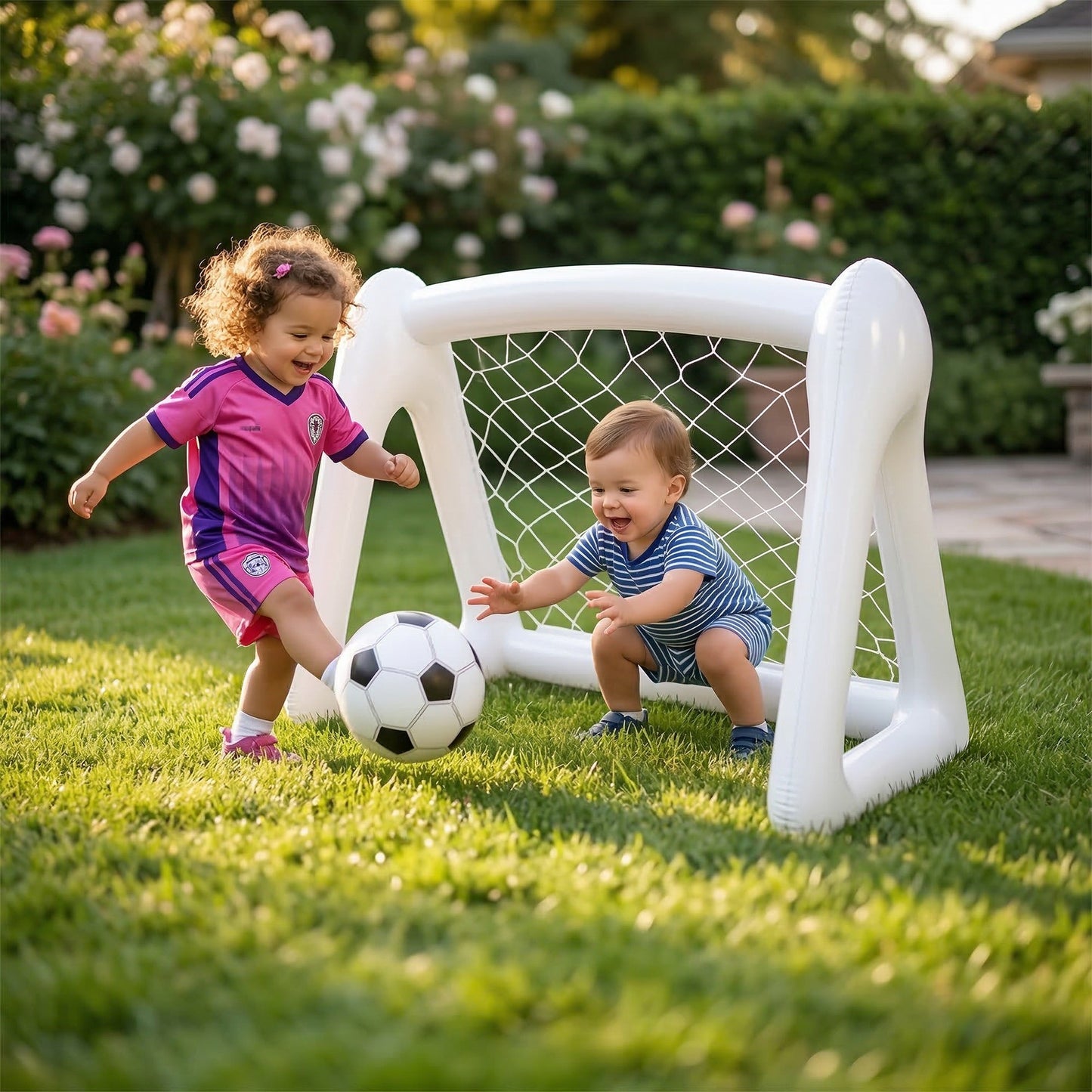 Inflatable Soccer Goal with Net Portable Backyard Lawn and Park Play