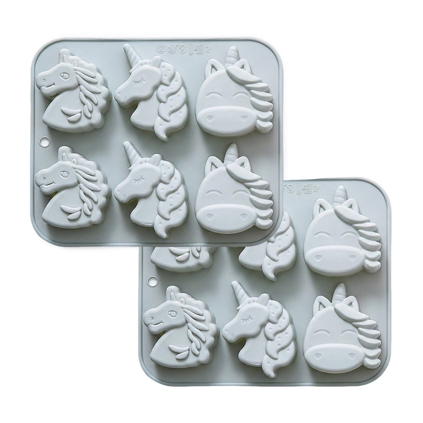 2-Piece Unicorn Silicone Baking Mold Set Nonstick Flexible Chocolate Candy Dessert Mold