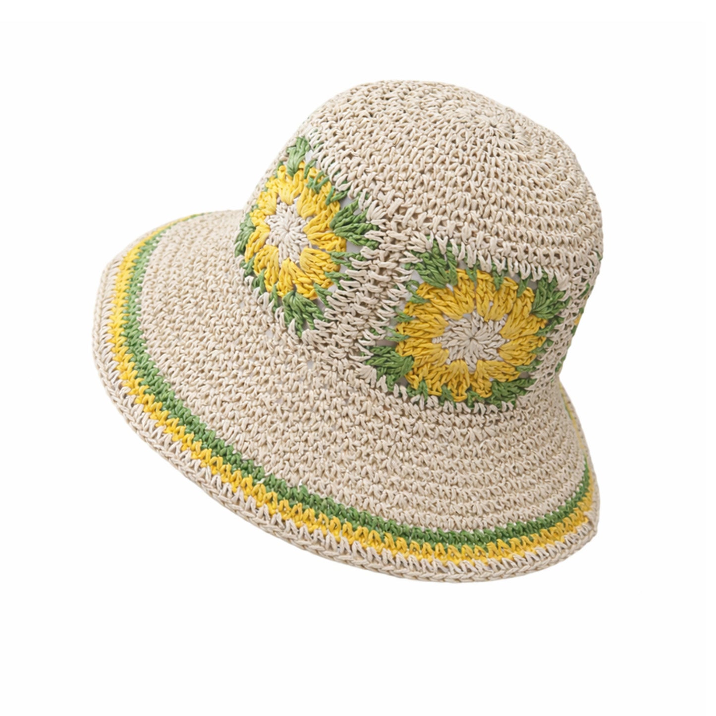 Women Bucket Hat Wide Brim Crochet Pattern Lightweight Casual Sun Hat