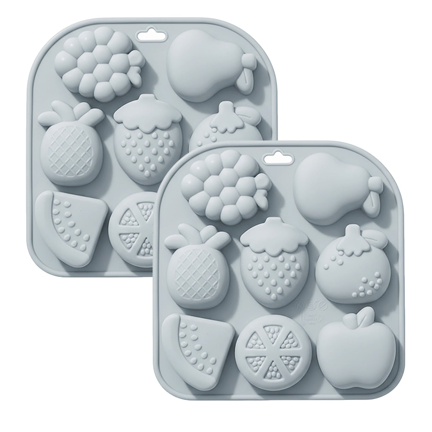2-Piece Fruit Shape Silicone Baking Mold Set Nonstick Flexible Chocolate Candy Dessert Mold