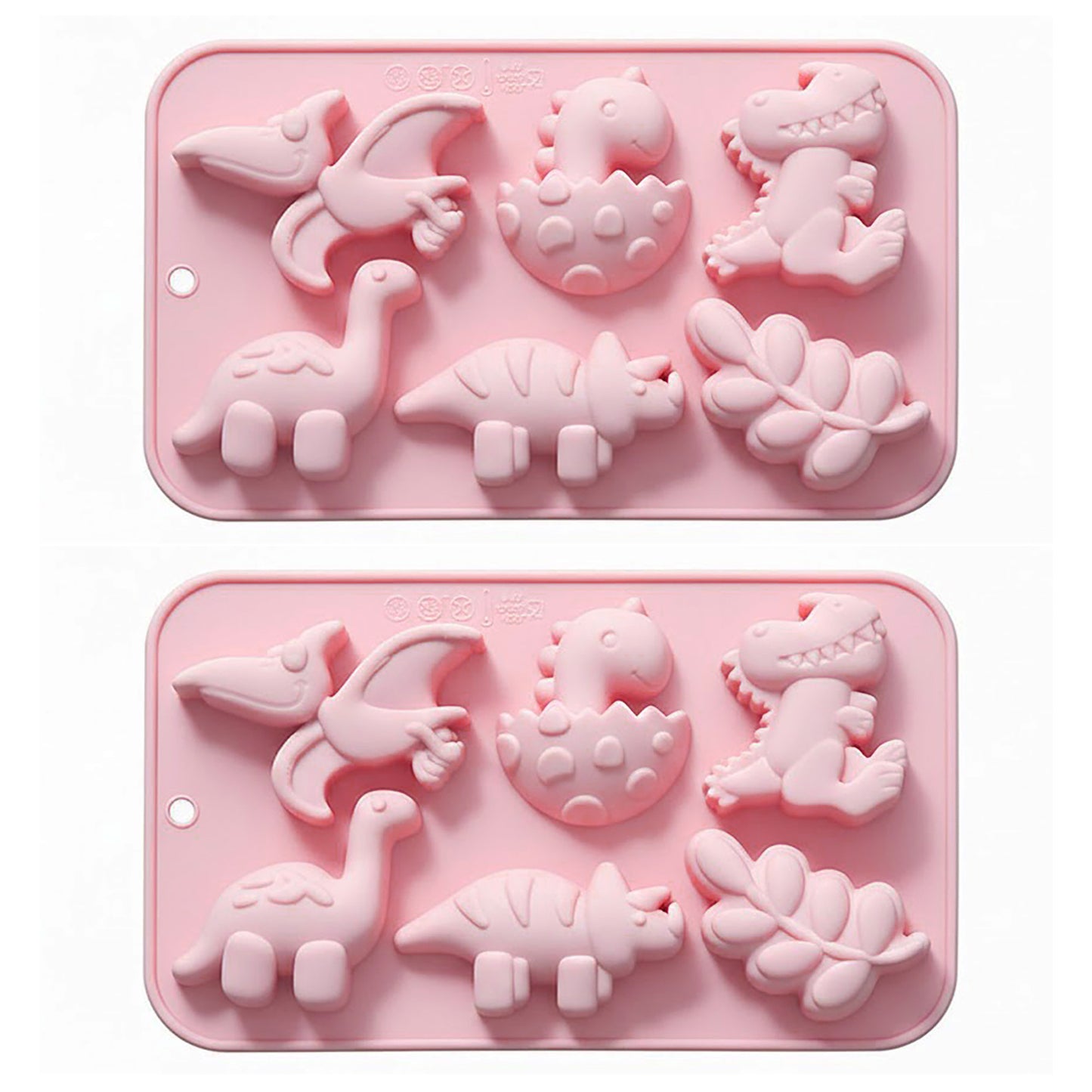 2-Piece Dinosaur Silicone Baking Mold Set Nonstick Flexible Chocolate Candy Dessert Mold