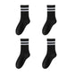 4-Pack Sporty Crew Socks with Double White Stripes Moisture-Wicking Ribbed Design