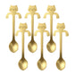 Cat Shaped Spoon Set Polished Metal Decorative Handle Cute Table Spoon 6 Piece Set