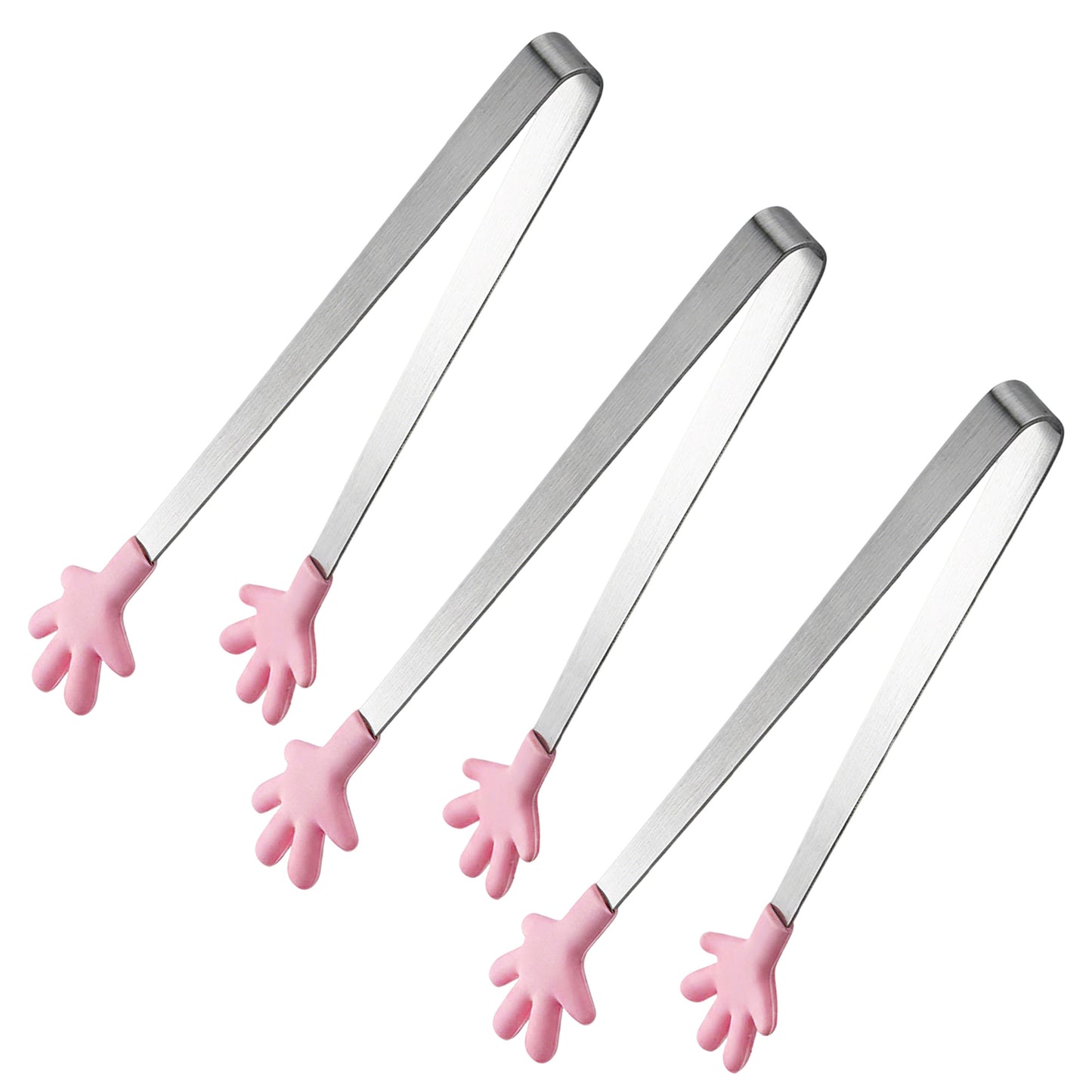 Stainless Steel Kitchen Tongs with Hand Shape Silicone Tips Serving Utensil Set 3 Piece