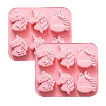 2-Piece Unicorn Silicone Baking Mold Set Nonstick Flexible Chocolate Candy Dessert Mold