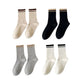 4-Pack Ribbed Crew Socks with Double Stripe Cuff Soft Stretch Fit in Neutral Tones