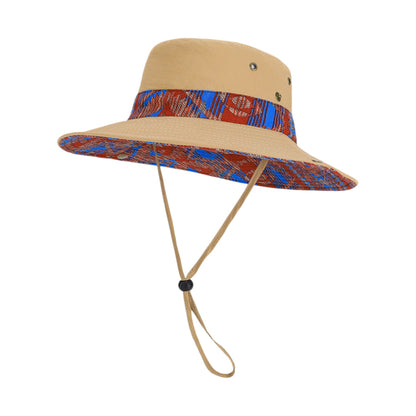 Wide Brim Outdoor Sun Hat Adjustable Chin Strap Breathable Lightweight Hiking Fishing Hat
