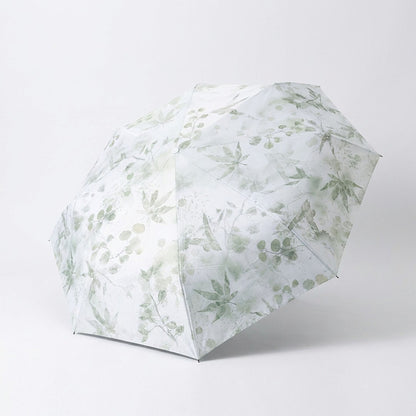 Botanical Leaf Print Compact Folding Umbrella with Automatic Open and Wind Resistant Frame