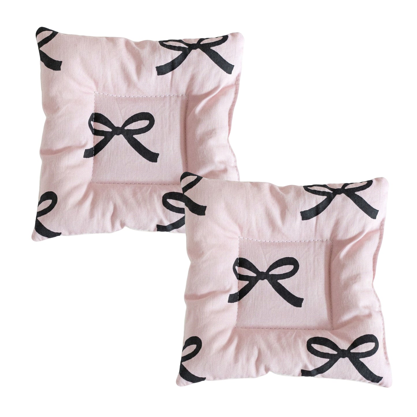 2-PC Quilted Fabric Coaster with Bow Print Decorative Table Protector