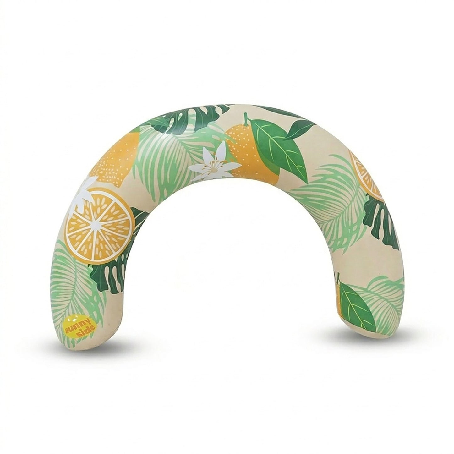 Inflatable U Shape Pool Float Adult Swim Ring Tropical Lemon Print Swimming Pool Float