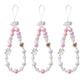 3-PC Iridescent Beaded Phone Charm Strap with Heart Accent