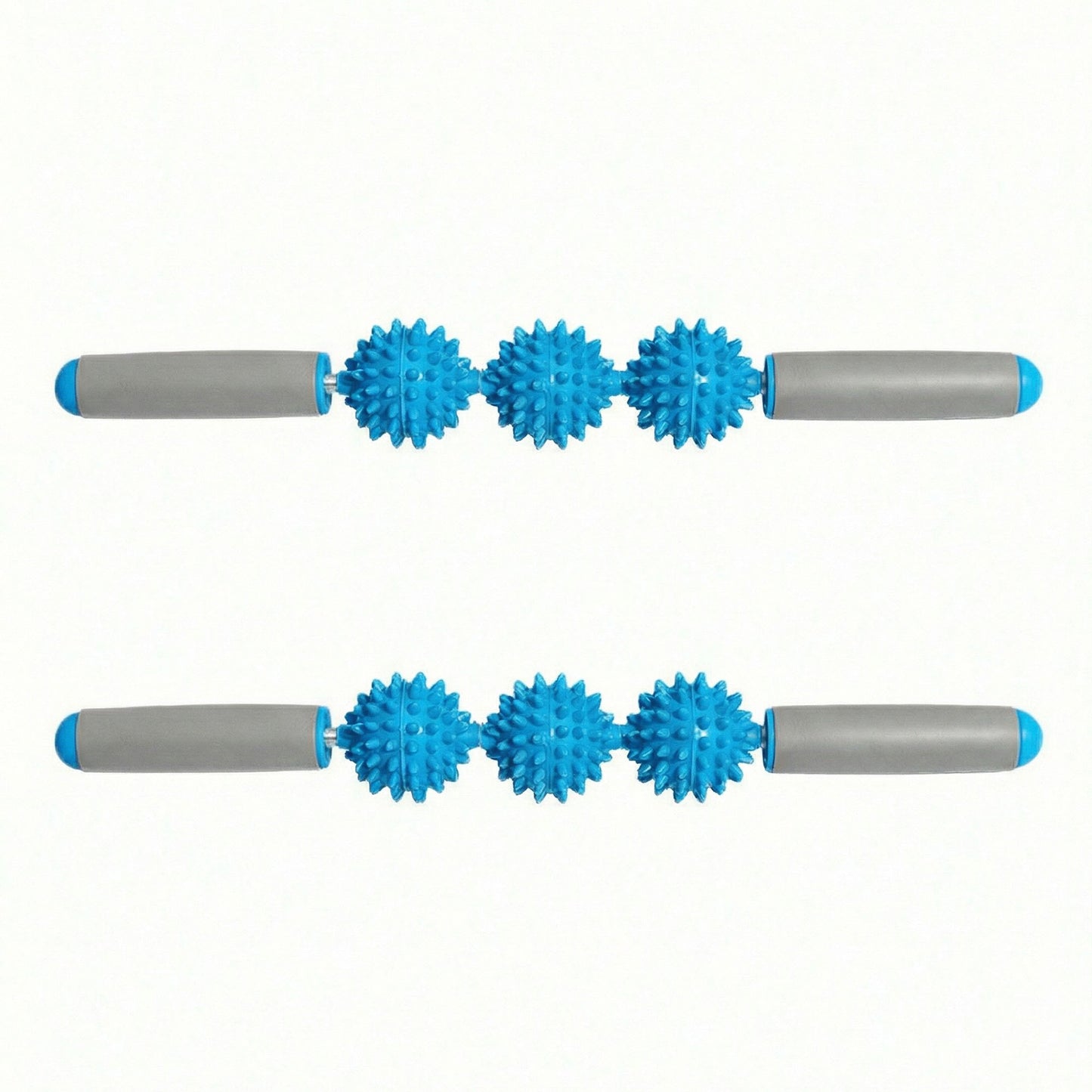 2-PC Handheld Massage Roller with Textured Therapy Balls for Deep Tissue Relief