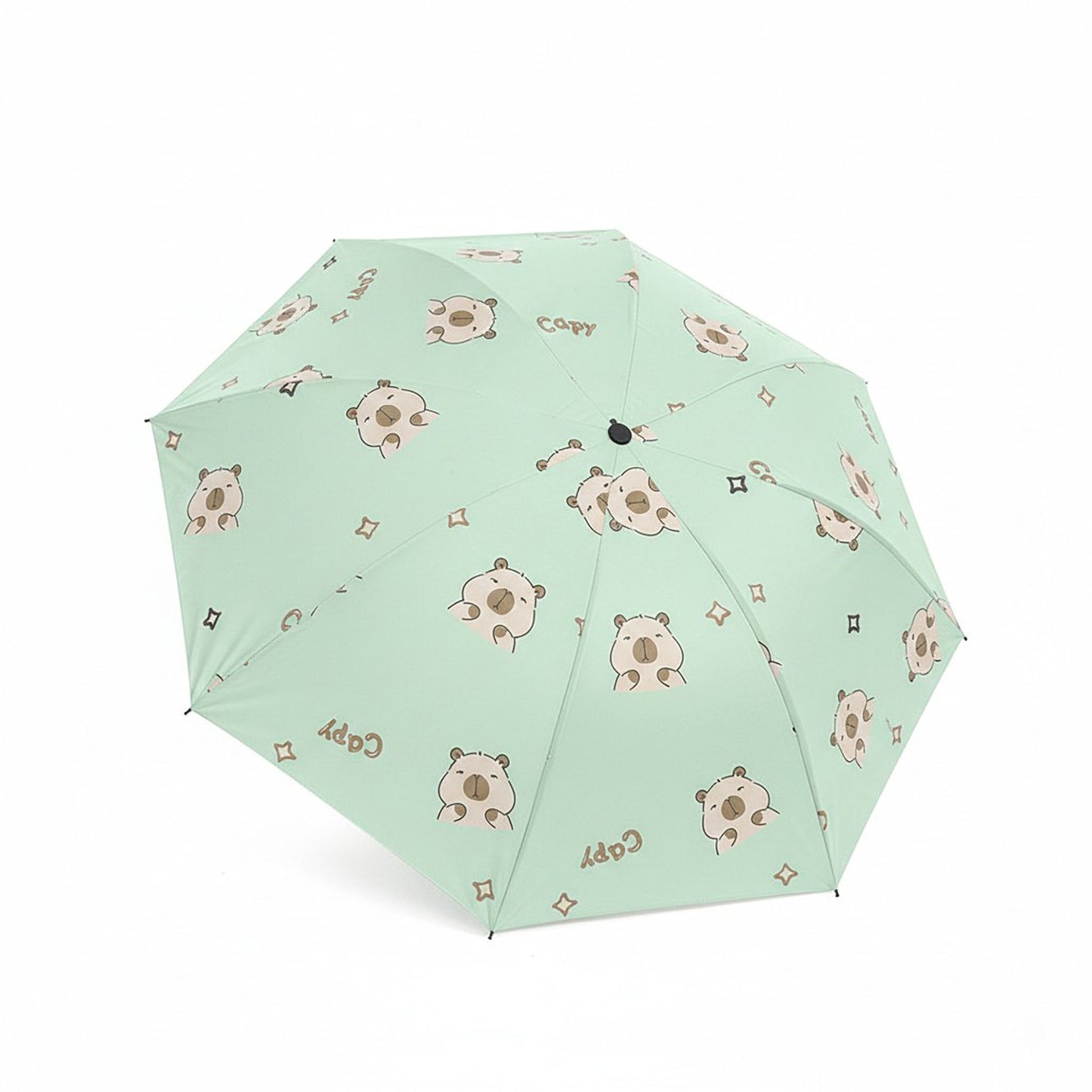 Bear Print Compact Folding Umbrella with Automatic Open and Matching Storage Sleeve