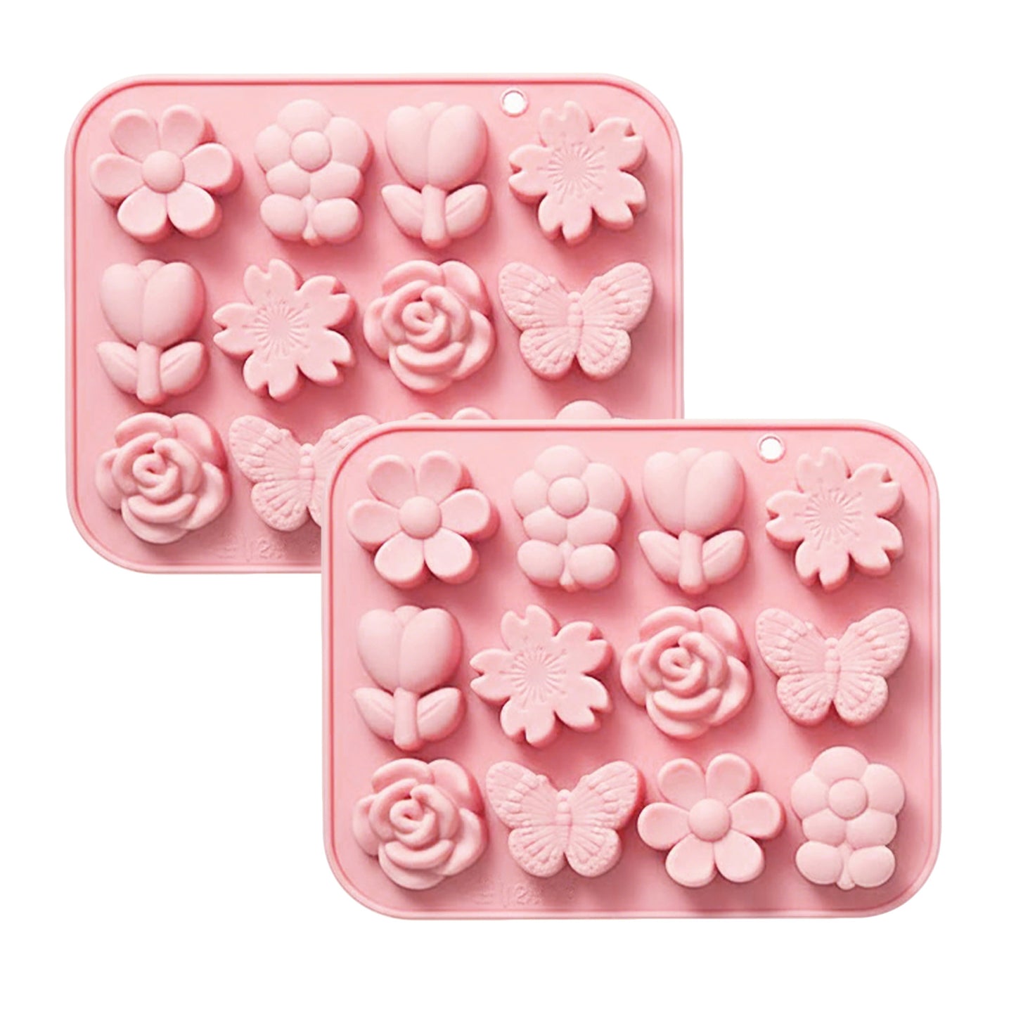2-Piece Silicone Flower and Butterfly Baking Mold Set Nonstick Flexible Candy Chocolate Mold
