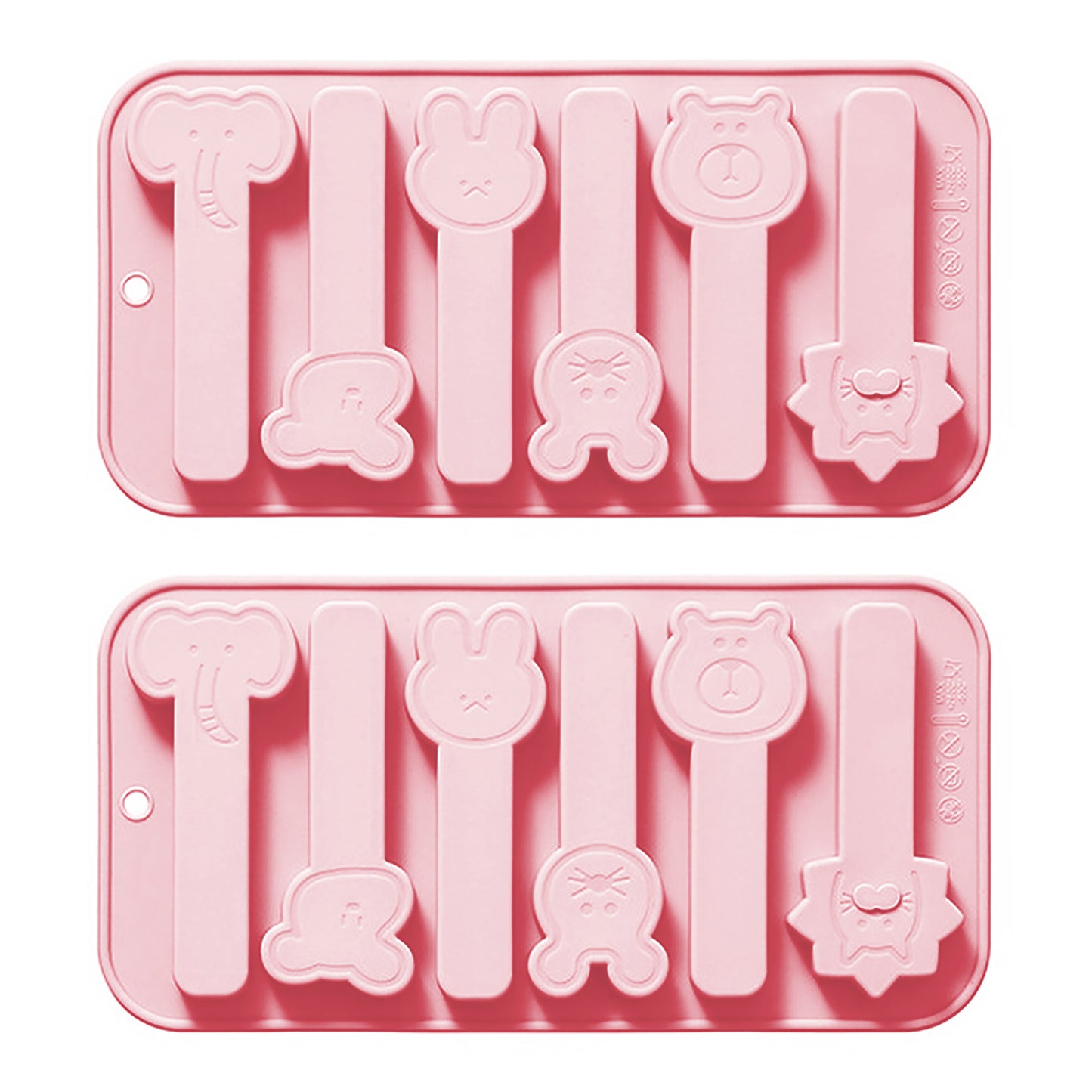 2-Piece Animal Popsicle Silicone Baking Mold Set Nonstick Flexible Ice Pop Dessert Mold