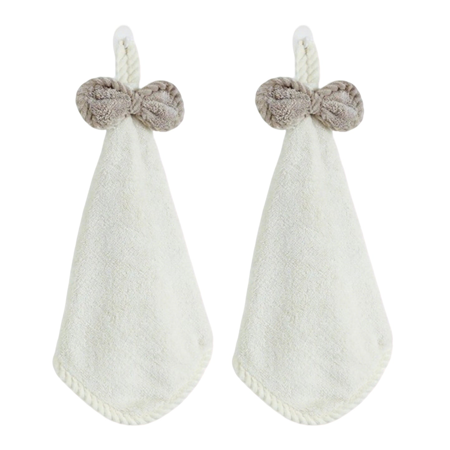 Soft Absorbent Hanging Hand Towels with Bow Detail Reusable Cleaning Cloth 2 Pack