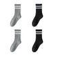 4-Pack Sporty Crew Socks with Double White Stripes Moisture-Wicking Ribbed Design