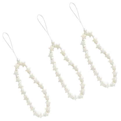 3-PC Star Beaded Phone Charm Strap with Pearl-Style Accent Beads