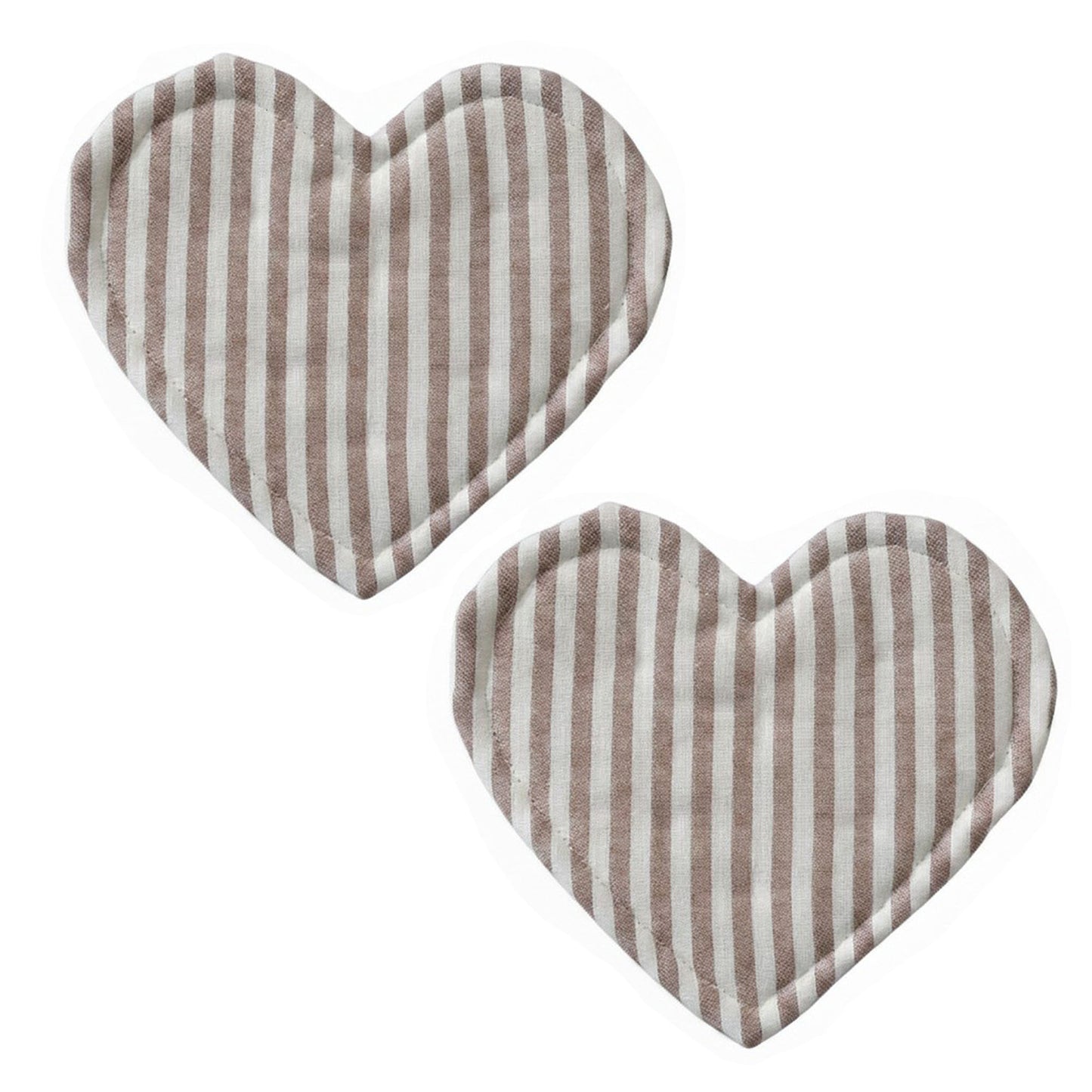 2-PC Heart Shaped Fabric Cup Coaster with Soft Padded Design and Striped Pattern