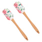 Silicone Spatula Set Butterfly Floral Print Wooden Handle Heat Resistant Baking Mixing Tools 2 Piece