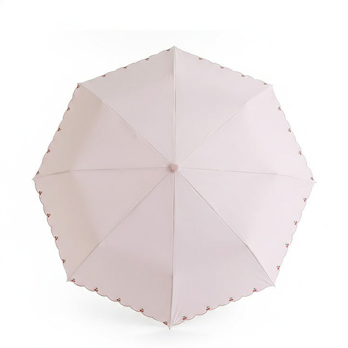 Scalloped Edge Compact Folding Umbrella with Embroidered Trim and Automatic Open