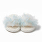 Plush Indoor Slide Slippers with Floral Mesh Detail