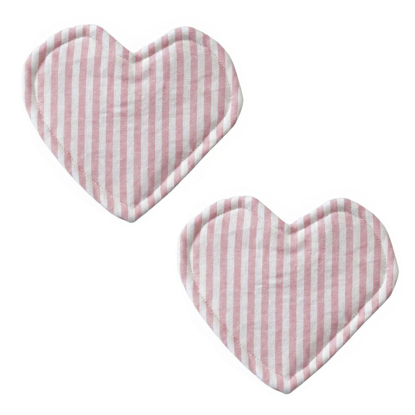 2-PC Heart Shaped Fabric Cup Coaster with Soft Padded Design and Striped Pattern