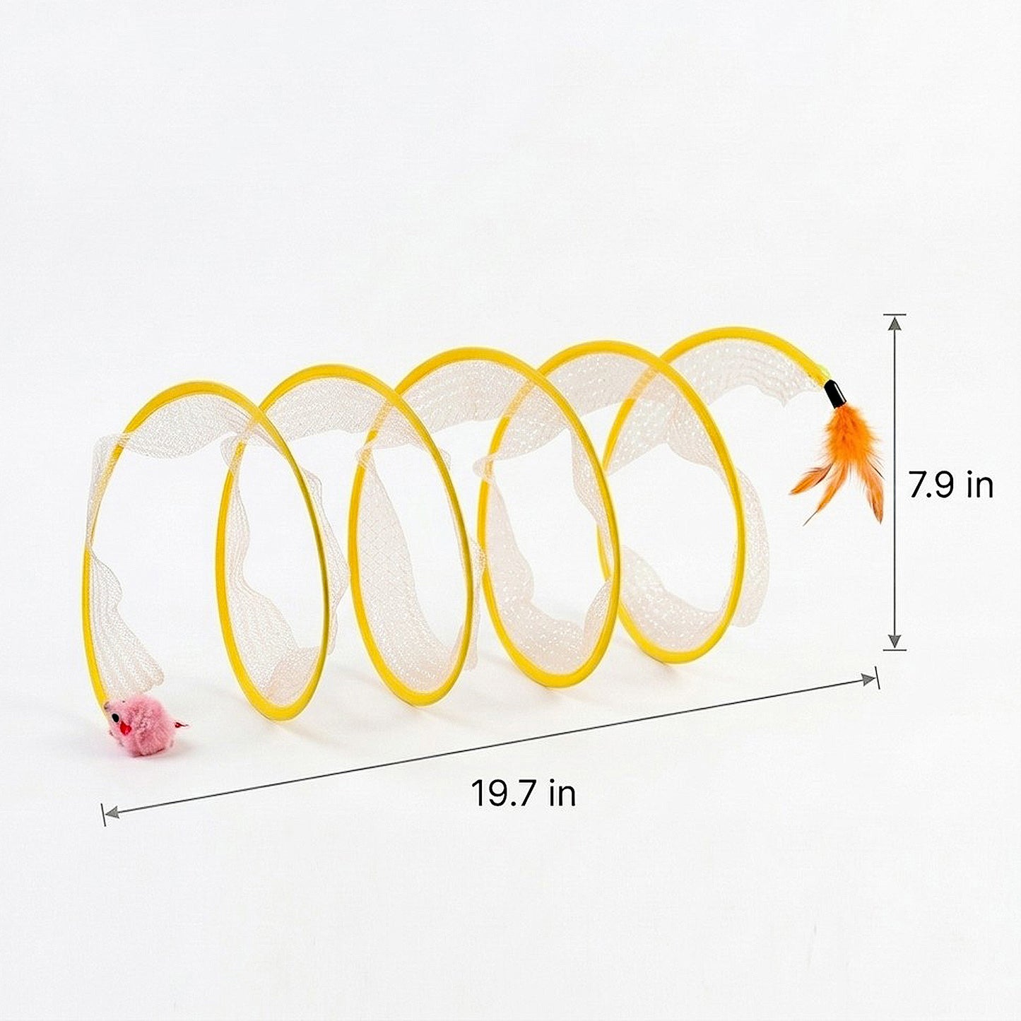 Collapsible Cat Spring Tunnel Toy with Mesh Fabric Hanging Ball Interactive Cat Toy