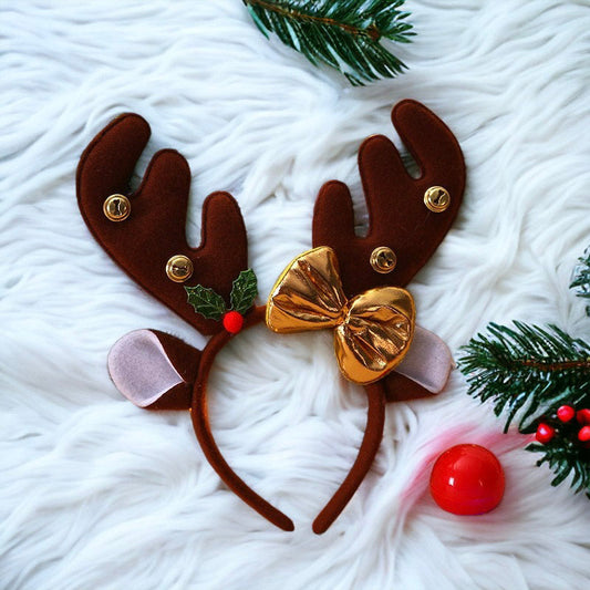 Christmas Reindeer Headband with Red Nose Accessory