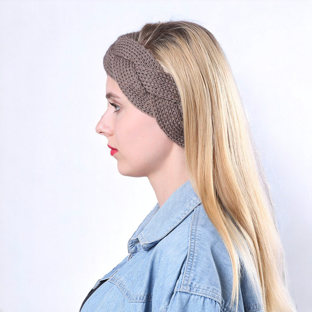 Autumn and Winter Women's Knitted Stretchable Braided Hairband