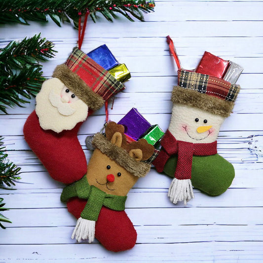 Santa, Snowman and Reindeer Design Socks For Christmas Decoration