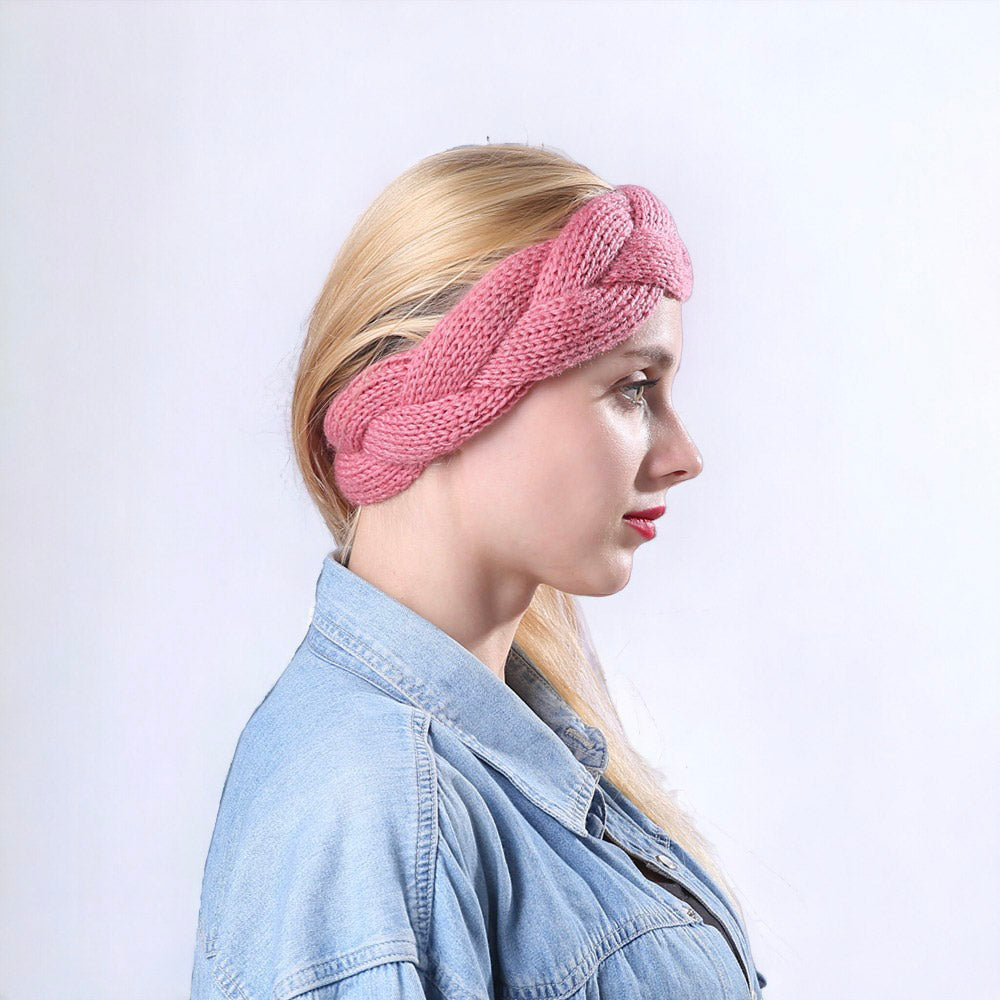 Autumn and Winter Women's Knitted Stretchable Braided Hairband