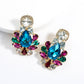 Large Geometric Crystals Hanging Earring Stud