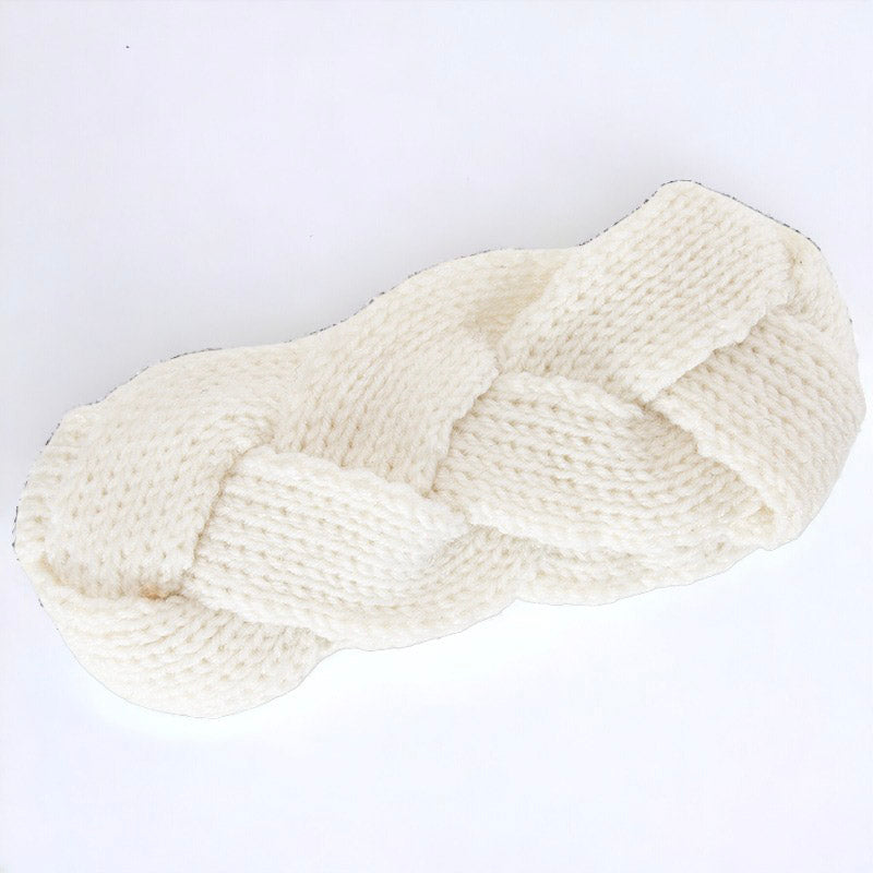 Autumn and Winter Women's Knitted Stretchable Braided Hairband