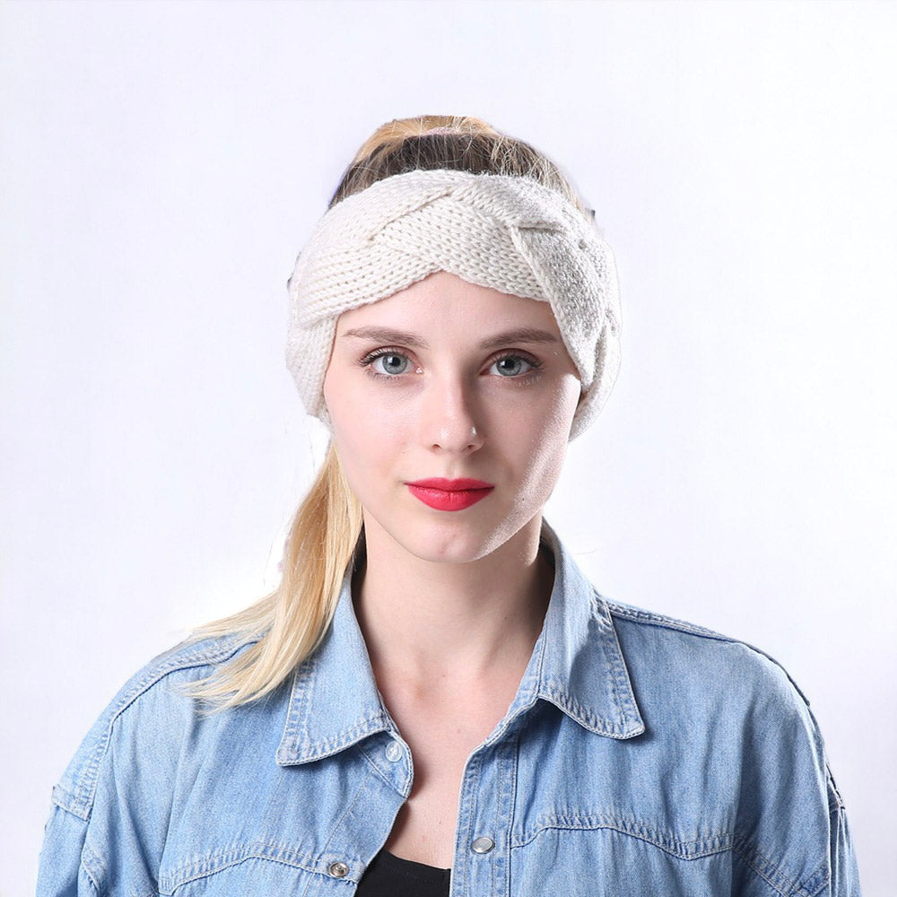 Autumn and Winter Women's Knitted Stretchable Braided Hairband