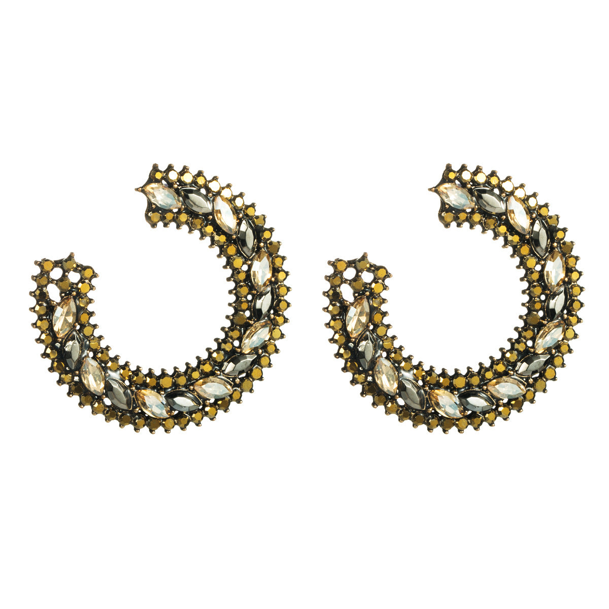 C-Shaped Crystals Earring Stud