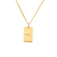 Eight Pointed Star Rectangle Pendant Gold Necklace