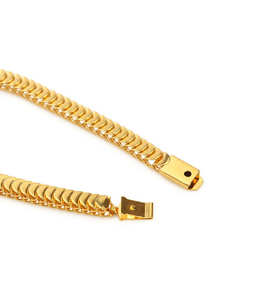 Layered Half Moon Snake Bone Gold Chain Bracelet
