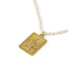 Square Embossed Pendant Pearl Beaded Necklace