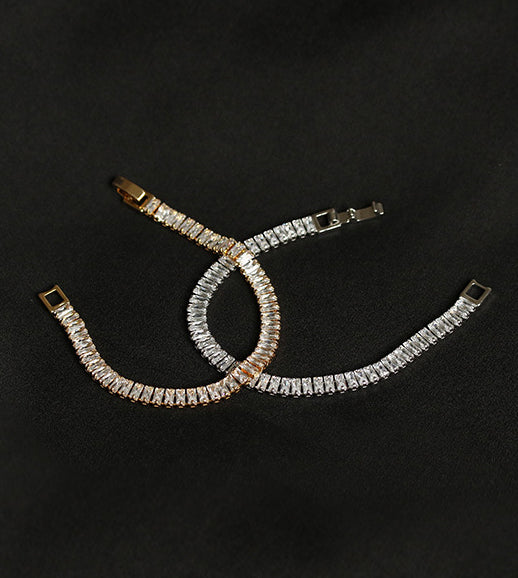 Rectangular Crystal Tennis Bracelet