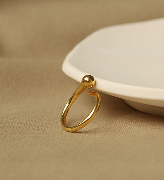 Ball Twist Gold Open Ring