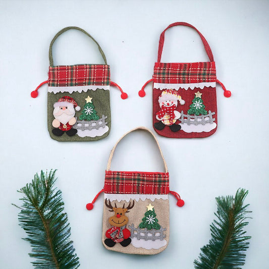 Santa, Reindeer, And Snowman Designed Decorative Christmas Gift Bag