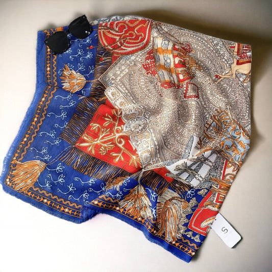 Light Luxury Printed Large Square Scarf With Loose Beard