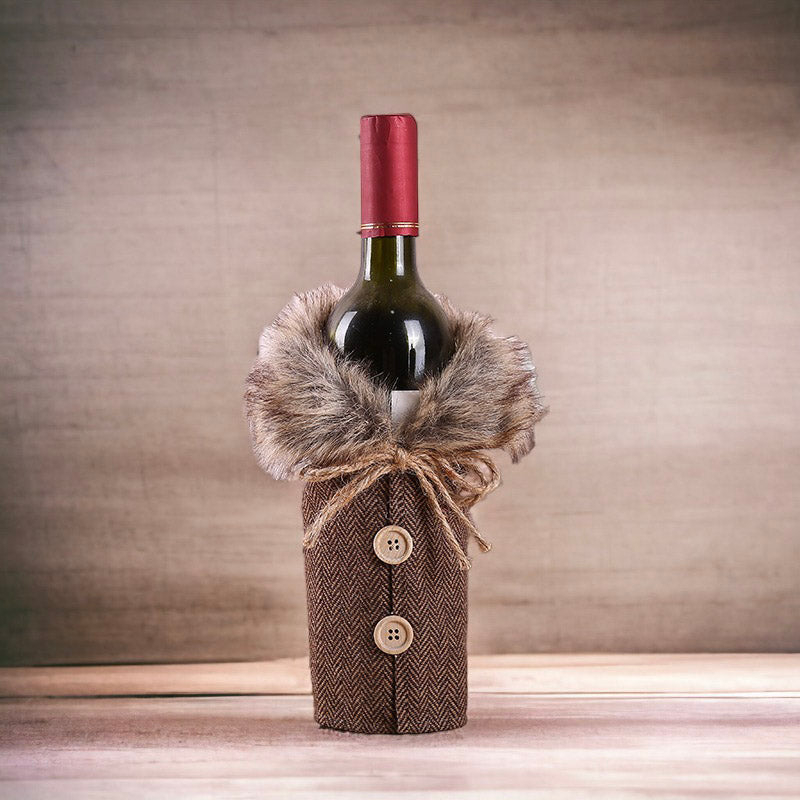 Christmas Winter Coat Designed Wine Bottle Cover