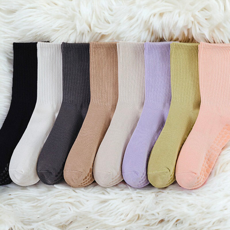 Autumn and Winter Mid-Calf Cotton Non-Slip Yoga Socks for Women