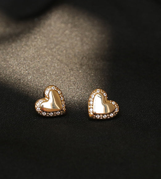 Crystal Embellished Heart Ear Studs