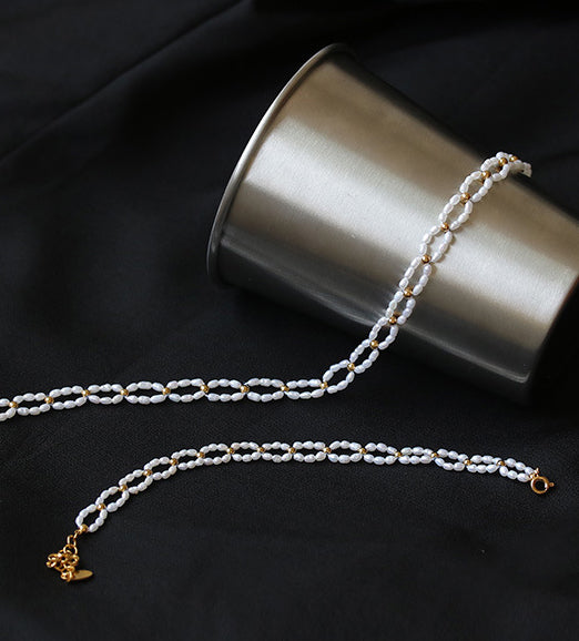 Pearl Rectangular Segments Beaded Bracelet