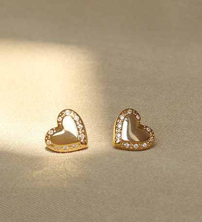 Crystal Embellished Heart Ear Studs