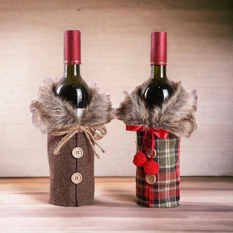 Christmas Winter Coat Designed Wine Bottle Cover