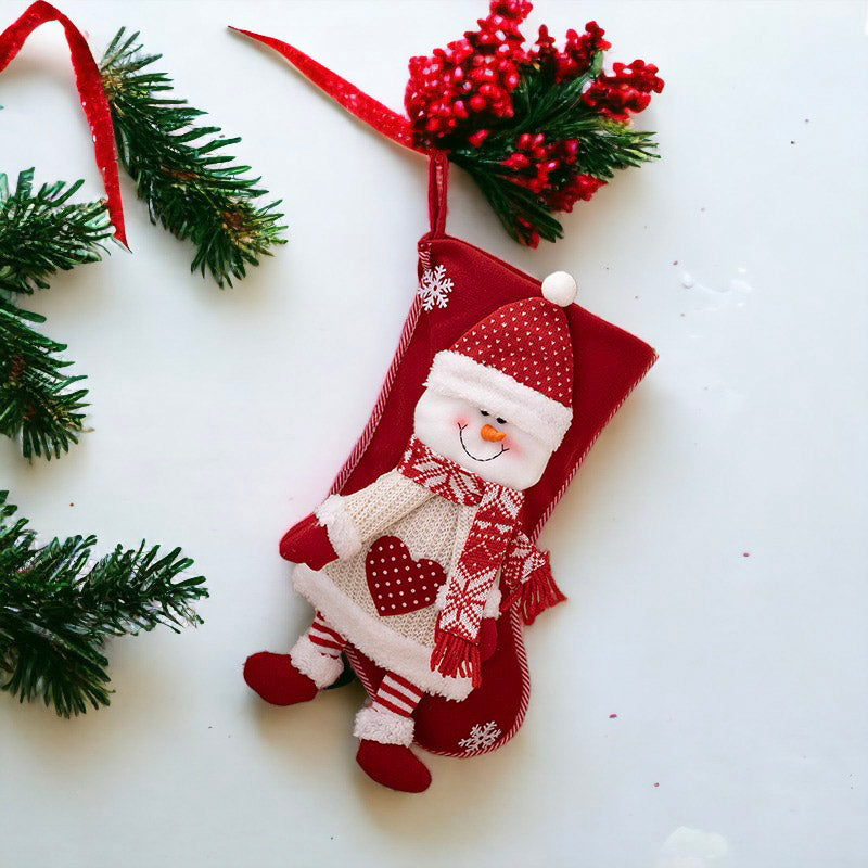Festive Snowman and Santa Claus Christmas Socks